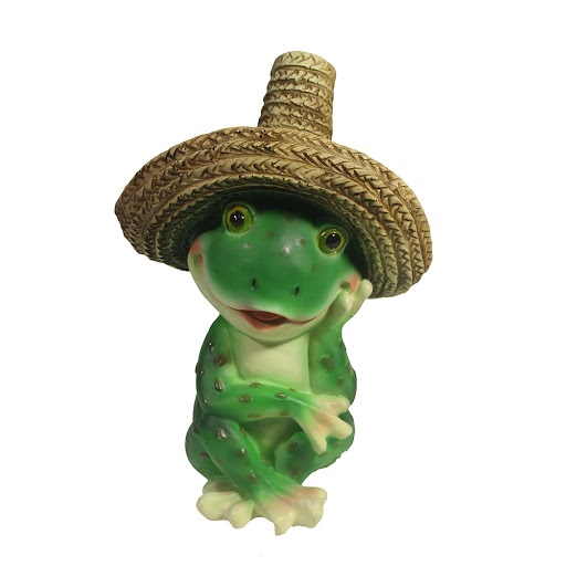 Фигура декоративная садовая Лягушка в соломенной шляпе 11х12х16,5см