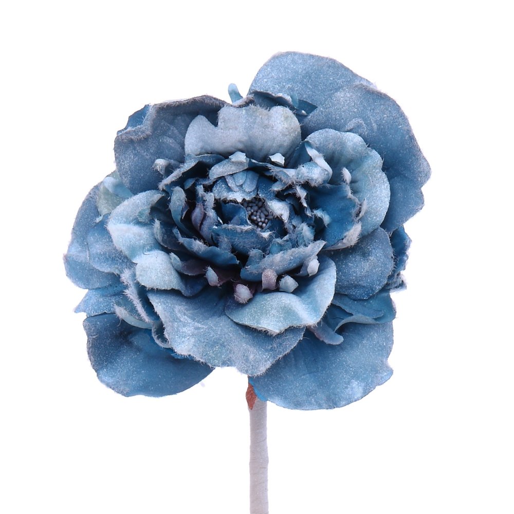 Цветок искусственный Пион синий 14х14х75см